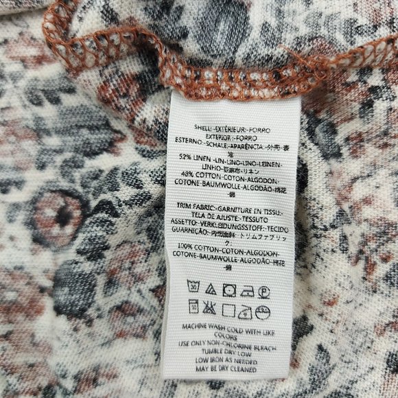 Free People Boho Top Womens Small Brown Sleeveless Pleated Round Neck Floral - Picture 8 of 8